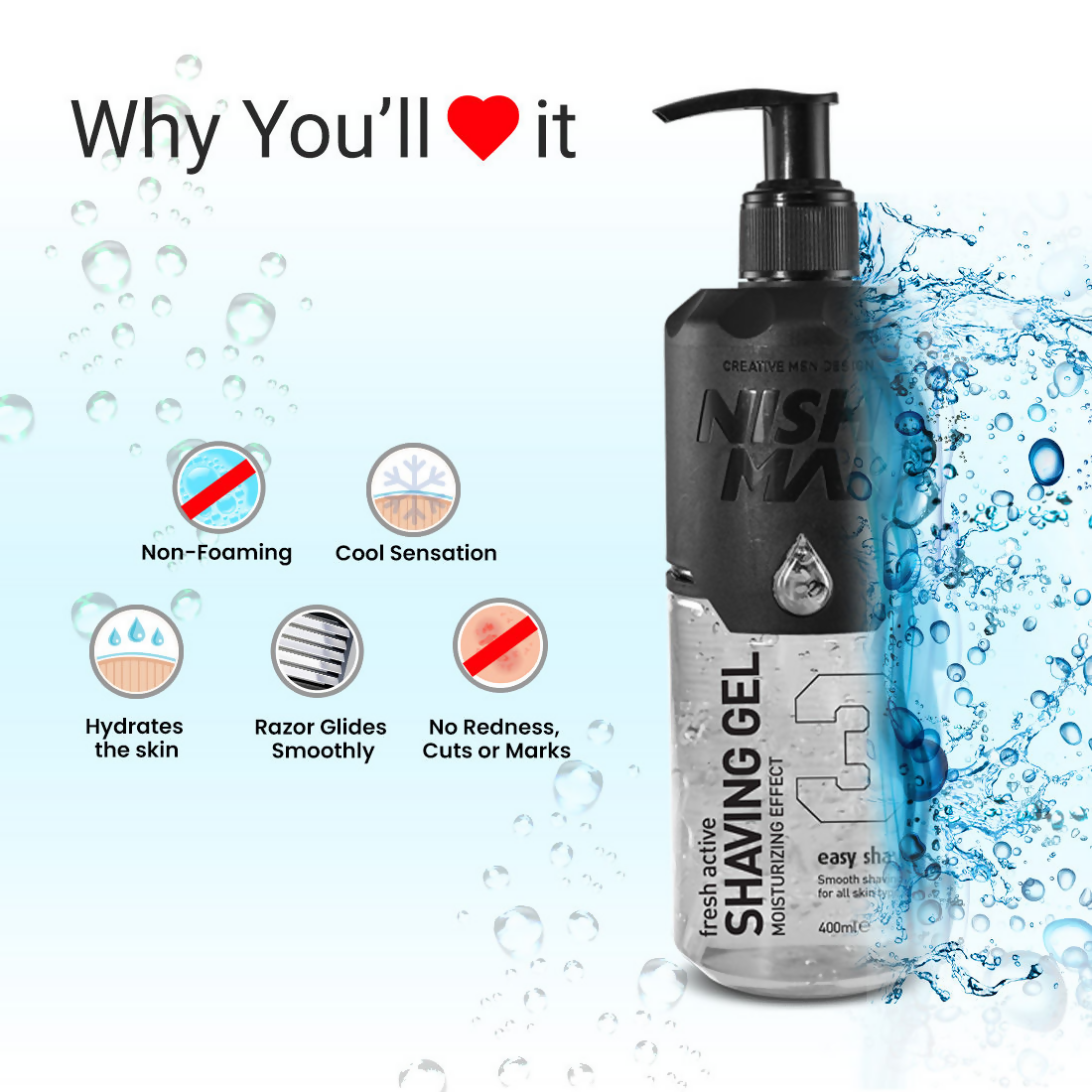NishMan Fresh Active Easy Shave Shaving Gel Moisturizing Effect