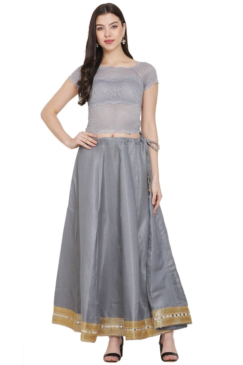 Asmaani Grey Color Maxi Skirt