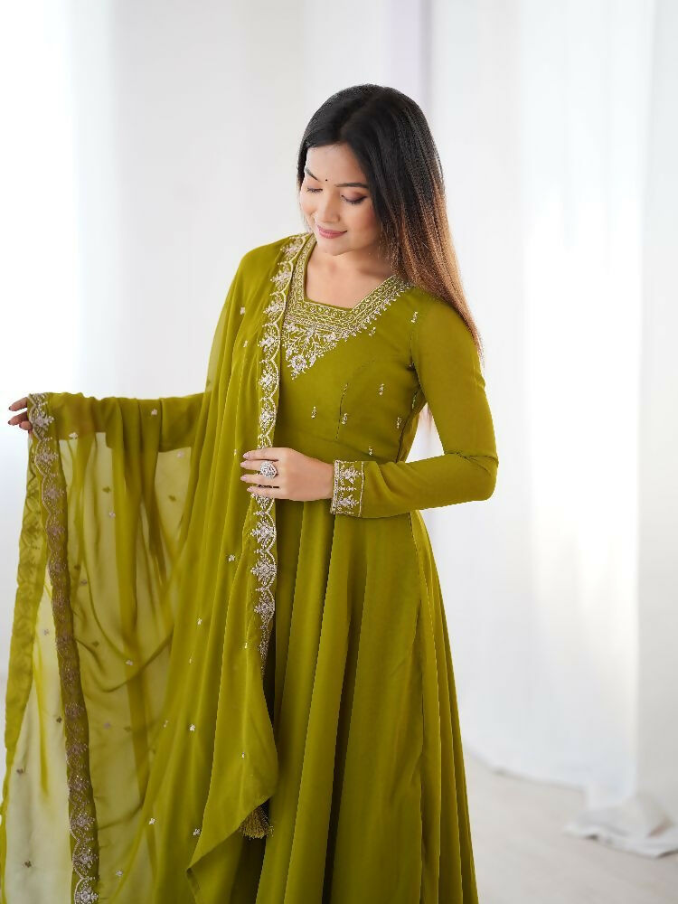 Joban Fashion Mehndi Kurta Set Georgette Sequence Embroidery Work - Distacart