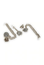 Mominos Fashion Johar Kamal Bahubali Silver Colour Earrings With Tikka - Distacart