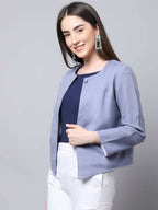 Even Apparels Grey 100% Viscose Open Front Statement Women's Jacket - Distacart
