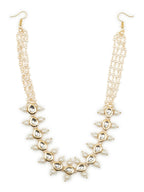 Gold-Plated White Kundan-Studded Pearl Beaded Hair Band - Ruby Raang - Distacart