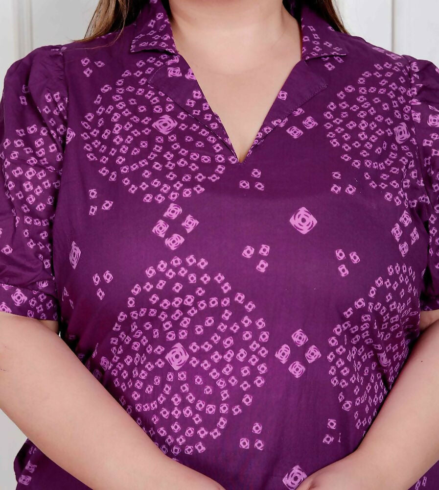 Miravan Plus Size Womens Purple Bandhani Printed A-Line Maxi Dress - Distacart