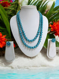 Inhanns Everyday Workwear Pearl Set (Double Layered Pearls) - Sea Blue