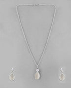 VOJ Silver Plated White Stone With AD Stone Studded Chain Set