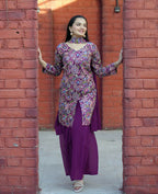 Joban Fashion Wine Silk Embroidered Sharara Set - Distacart