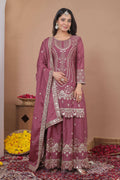 Lehenga Mart Designer Sharara Suit With Kurta, Sharara, Dupatta For Women-Mauve - Distacart