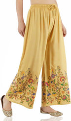 Mominos Fashion Golden Floral Design Palazzo