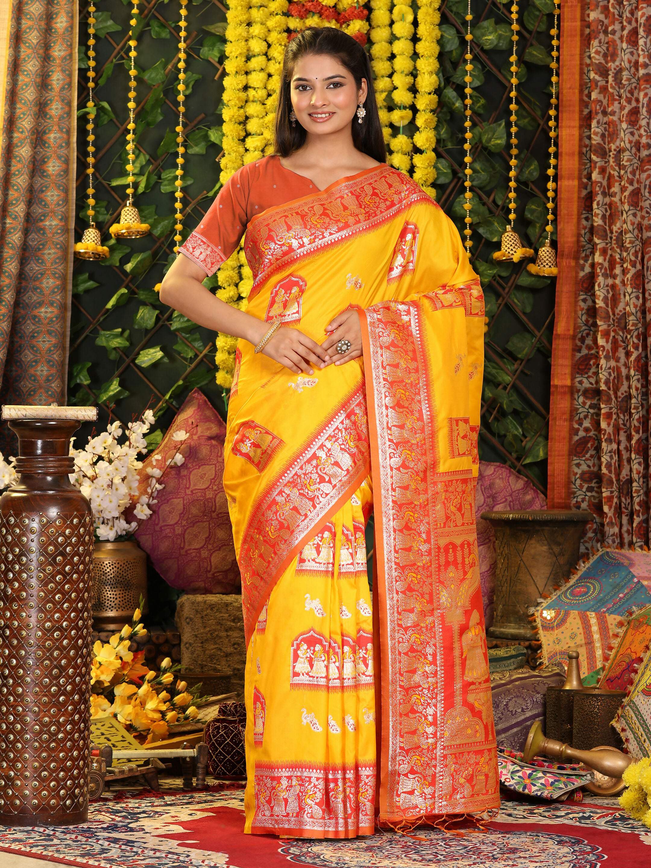 Shree Shyam Fashion Silk Yellow Saree - Distacart