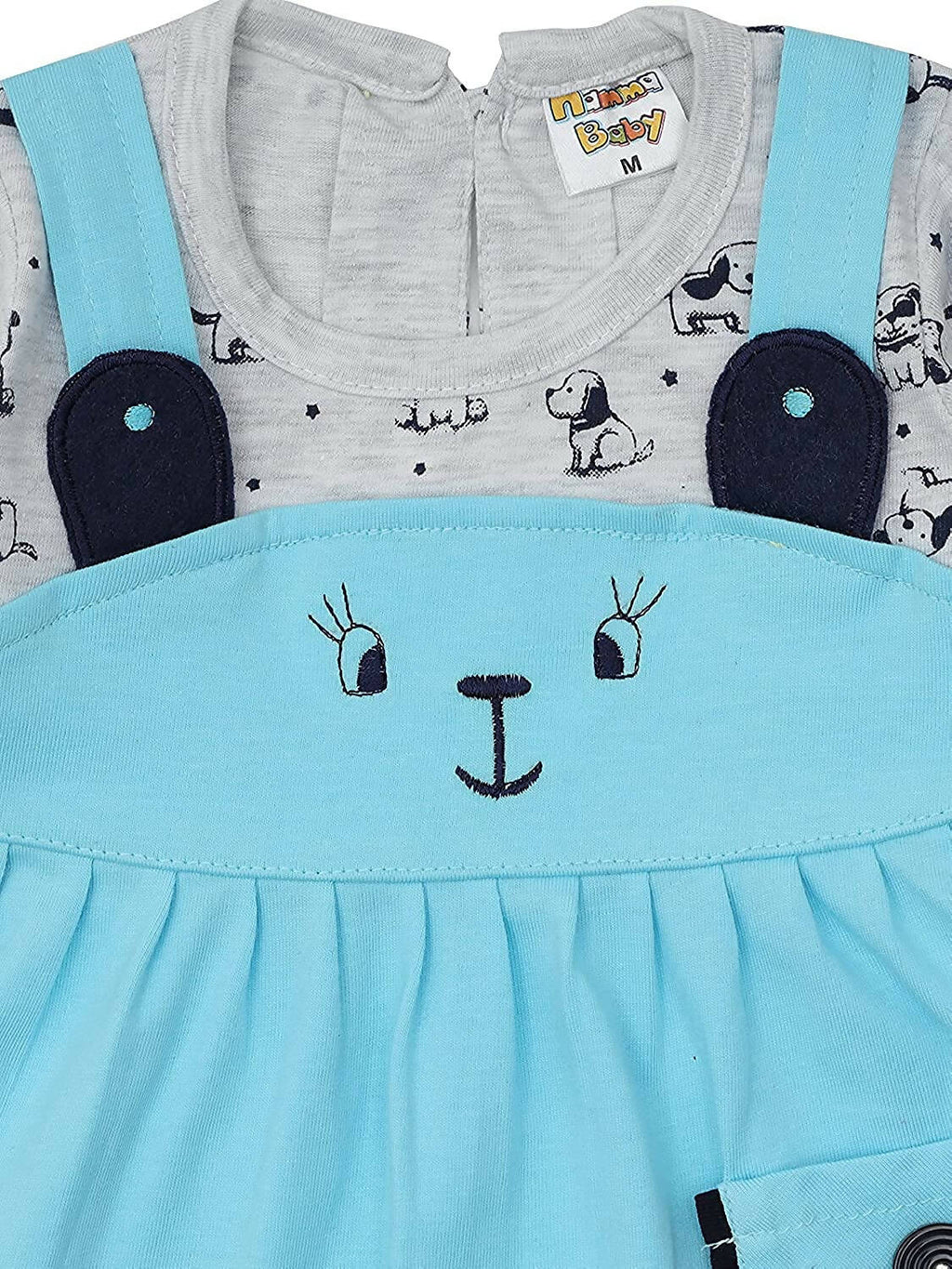 NammaBaby Baby Girl's A-Line Mini Frock Dress - Blue Grey