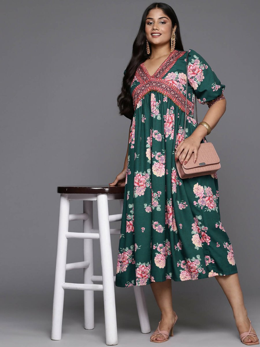 Ahalyaa Women's Traditional wear Ethnic Dress - Green - Distacart