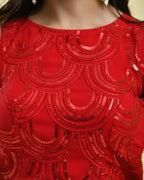Amodini Designer Studio Red Cutdana Sequined Sleeveless Padded Blouse