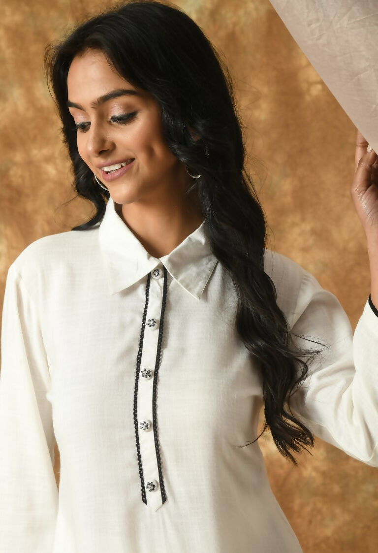 Joban Fashion White Cotton Rayon Kurta Set