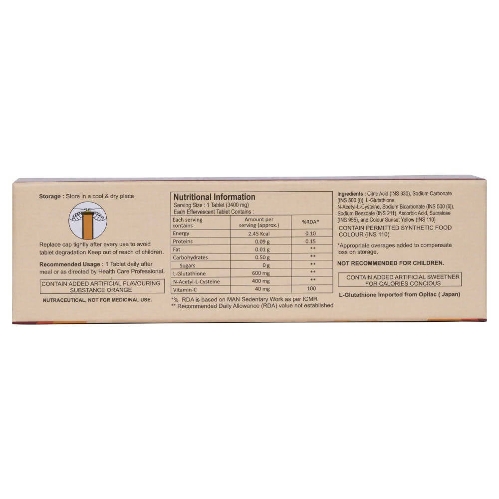 Pure Nutrition Glutathione 500mg with Vitamin C & Saffron Effervescent Tablets
