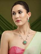 Natural Stones Antique Finish Earrings and Necklace set - Ruby Raang