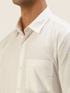 Ramraj Cotton Mens Full Sleeve Formal Poly Cotton White Shirt