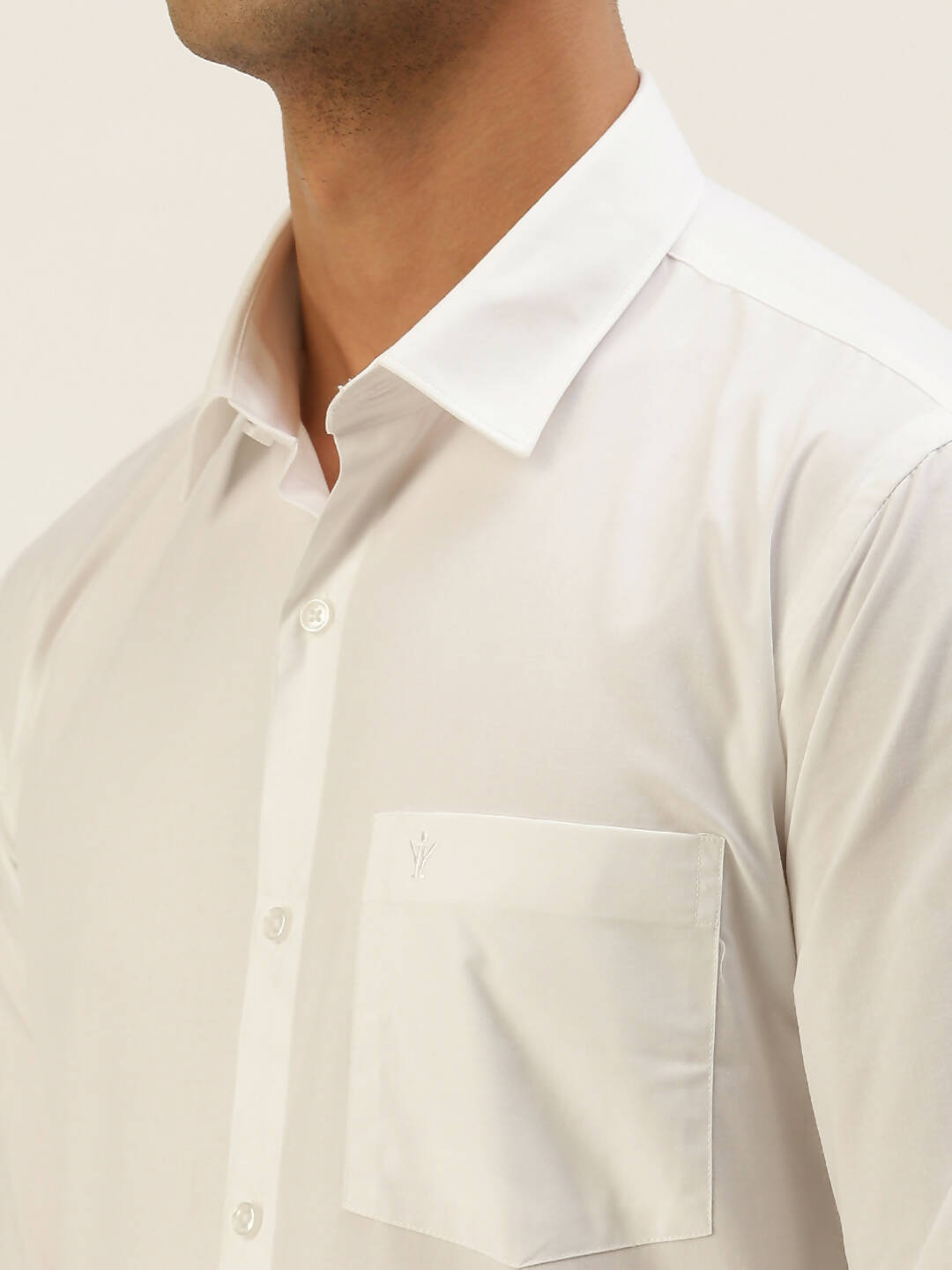 Ramraj Cotton Mens Full Sleeve Formal Poly Cotton White Shirt