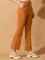 Myshka Women's Mustard Flared Party Trouser