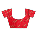 Vamika Printed Jute Silk Red Saree (Elisa Red) blouse