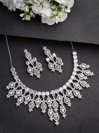 NVR Women's Silver-Plated Cubic Zirconia Studded Handcrafted Jewellery Set