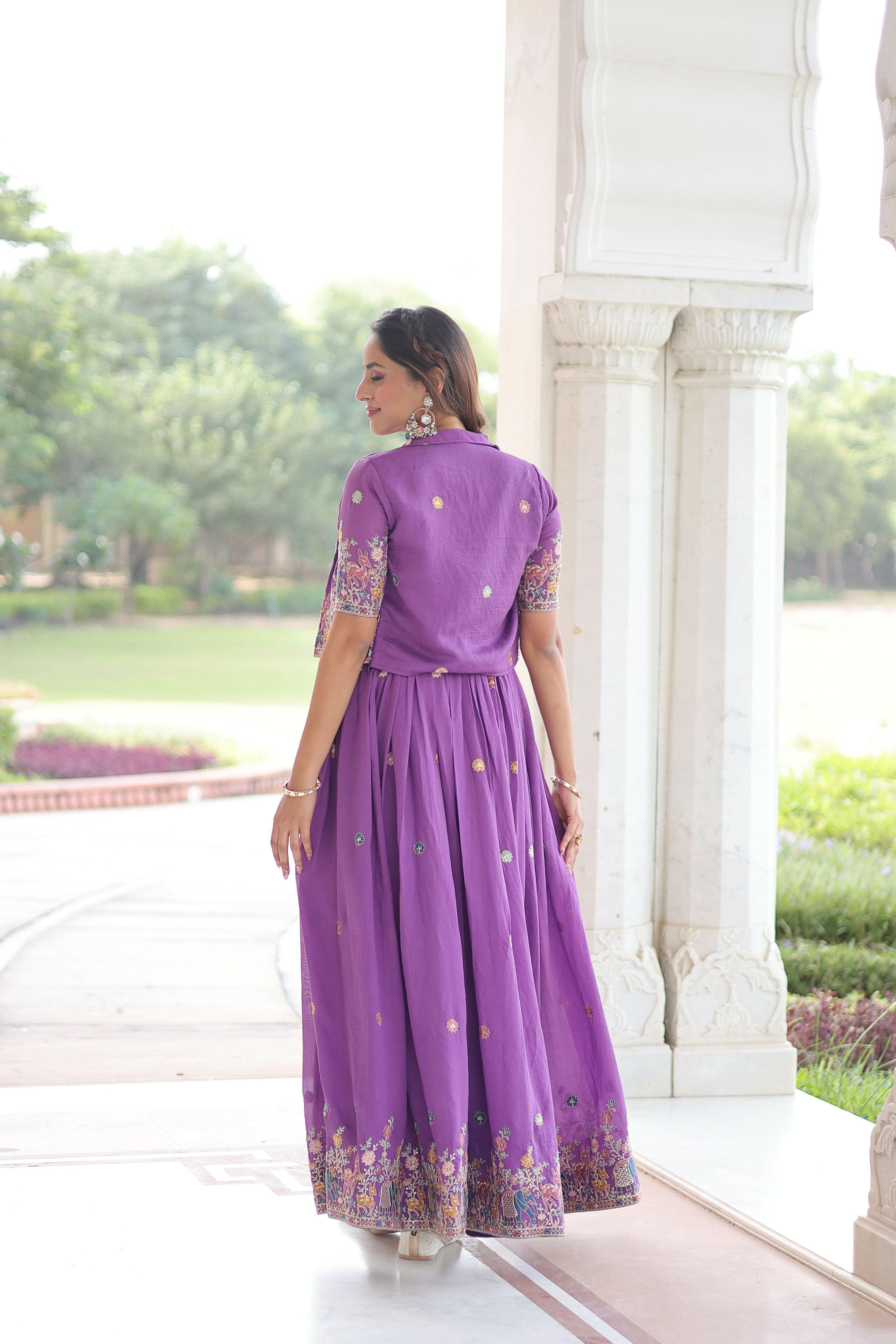 Joban Fashion Purple Readymade Kurta Set With Sequence embroidery Work - Distacart
