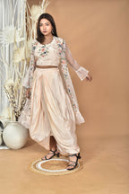 Morchari Women Hand Embroidery Crop Top-Light Peach