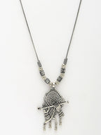 NVR Women's Silver-Toned German Silver Oxidised Pendant with Chain