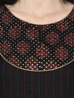 Aniyah Rayon Black Color Block Print Anarkali Kurta (AN-187K)
