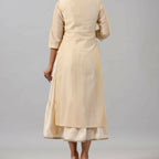 Juniper Women Gold Chanderi Printed Layered Maxi Dress with Embroidered Yoke - Distacart