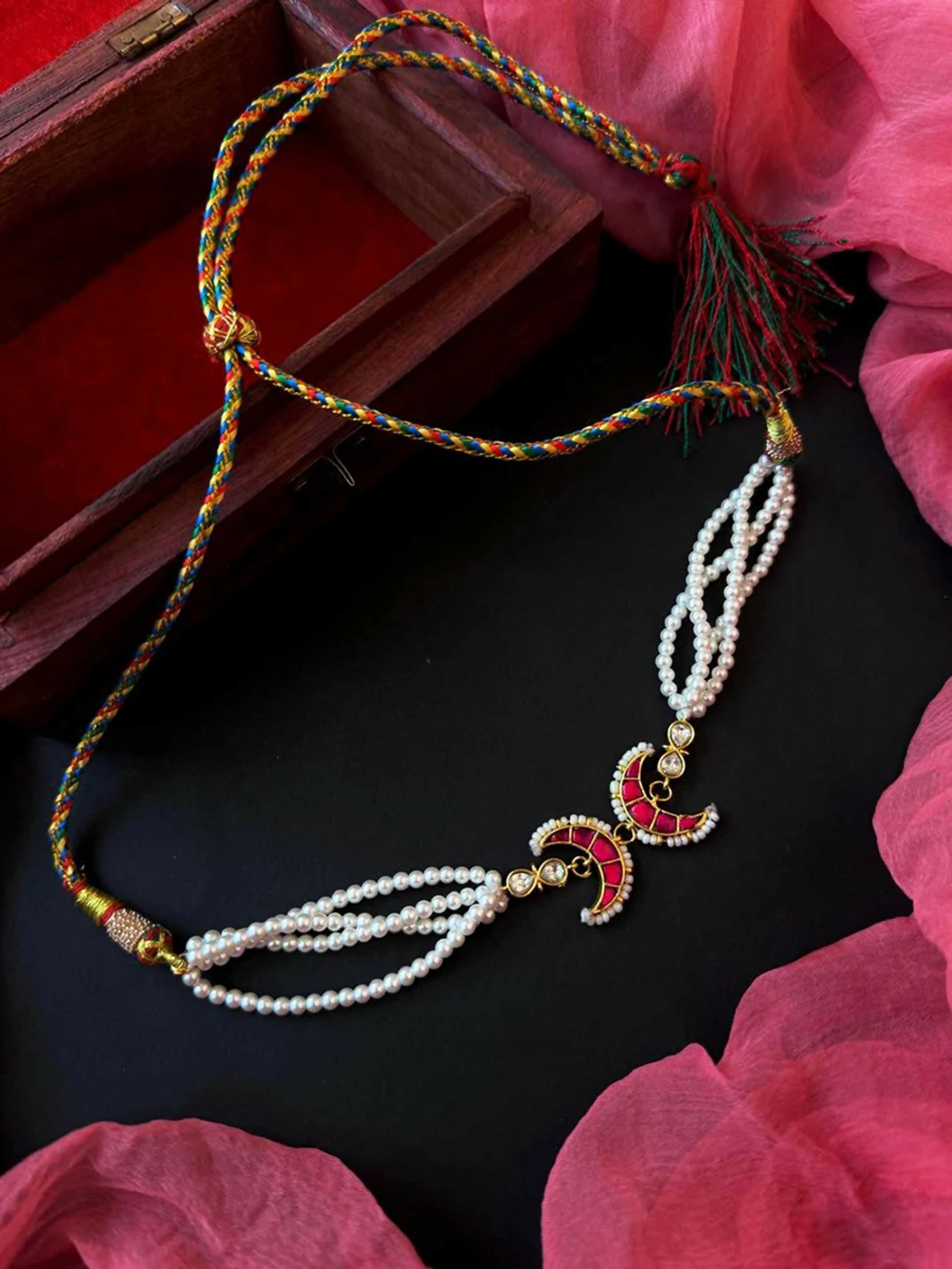 Joban Fashion Women Red Pachi Kundan Pendant Pearl Mala Necklace - Distacart