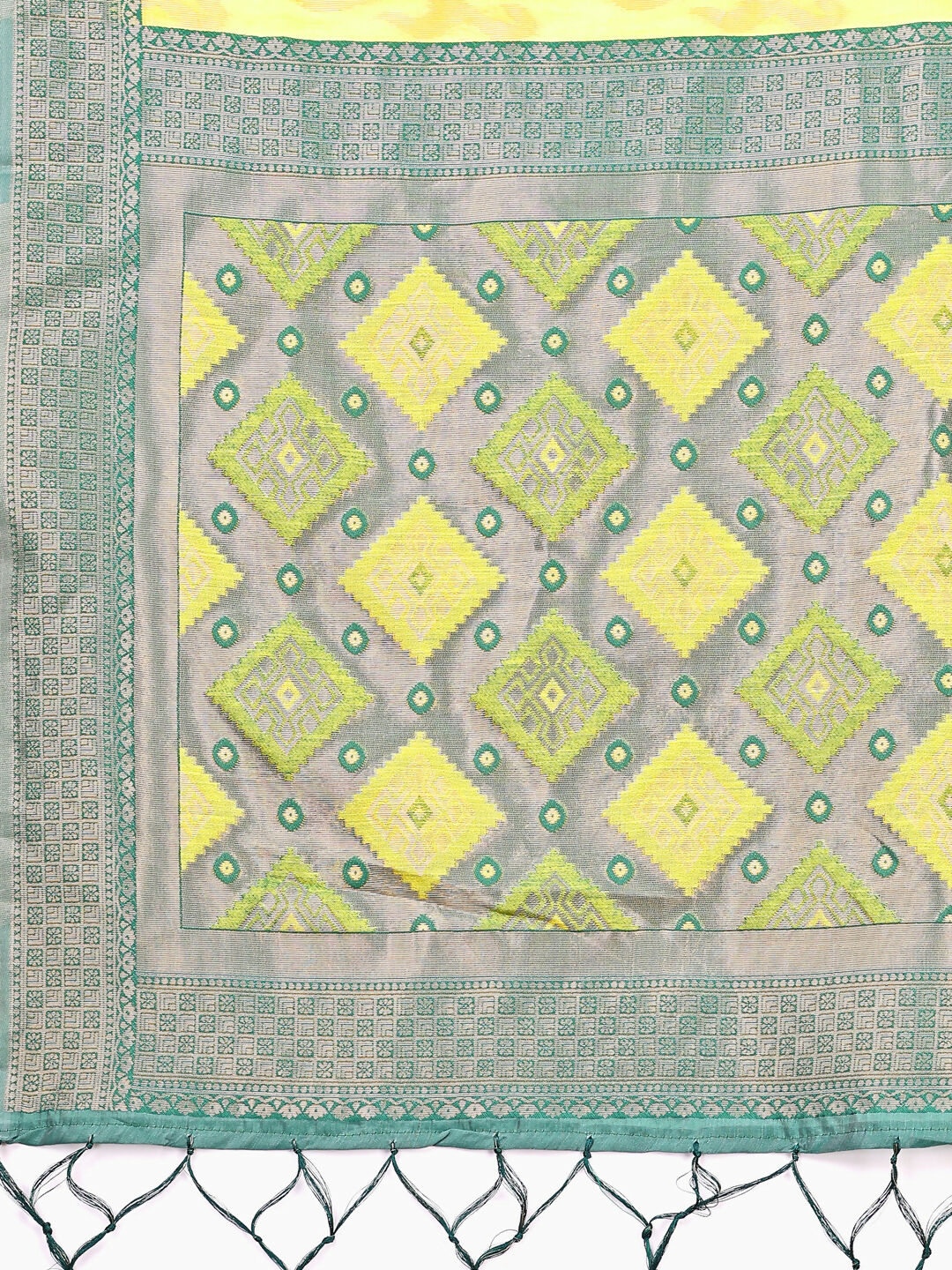Shree Shyam Fashion Linen Cotton Yellow Saree - Distacart