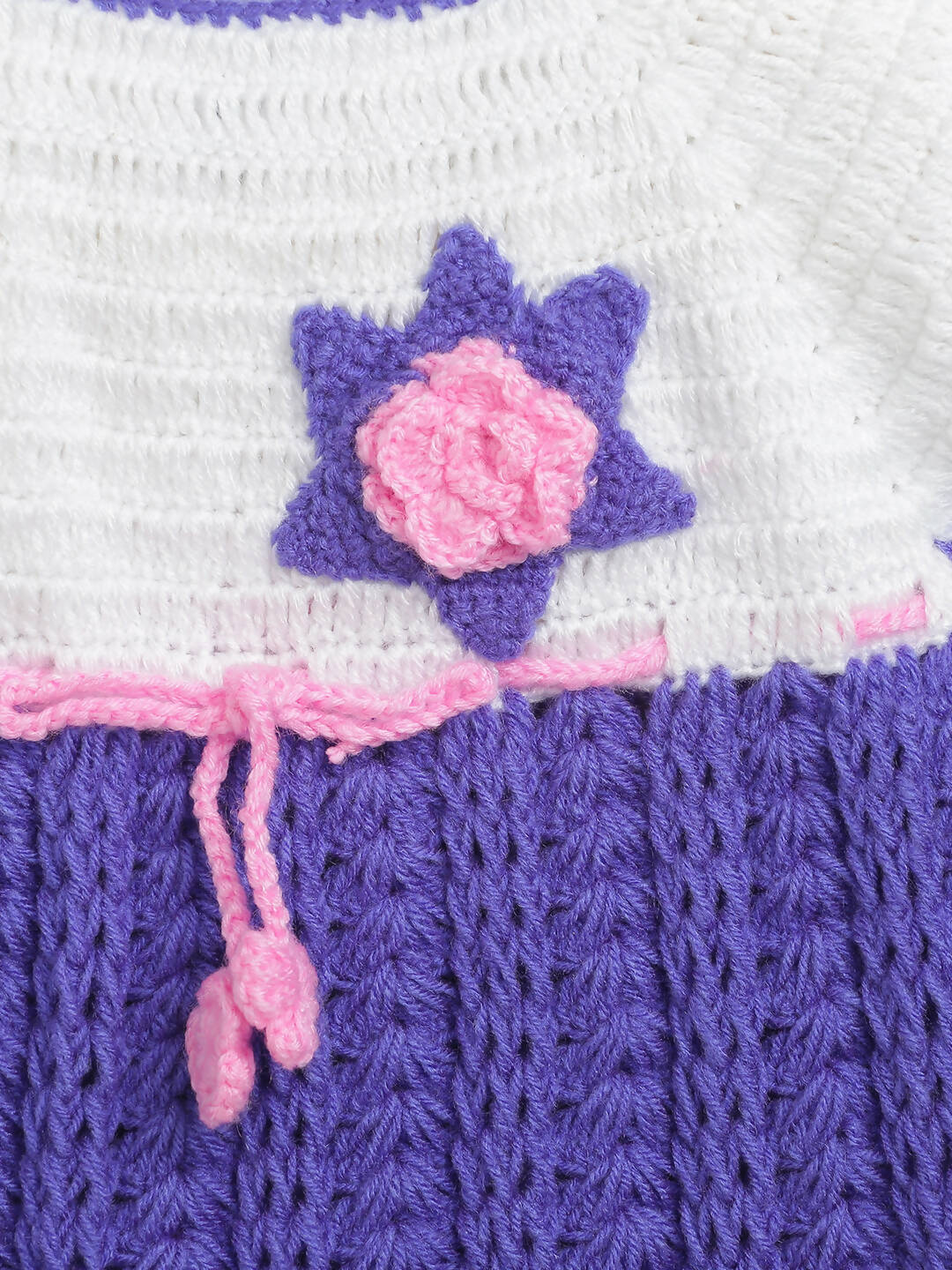 ChutPut Hand knitted Crochet Cute Wool Dress For Baby Girls - Purple