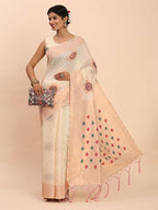 Shree Shyam Fashion Linen Cotton Off White Saree - Distacart
