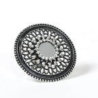 Mominos Fashion Joharkamal Oxidised Silver-Toned Adjustable Finger Ring - Distacart