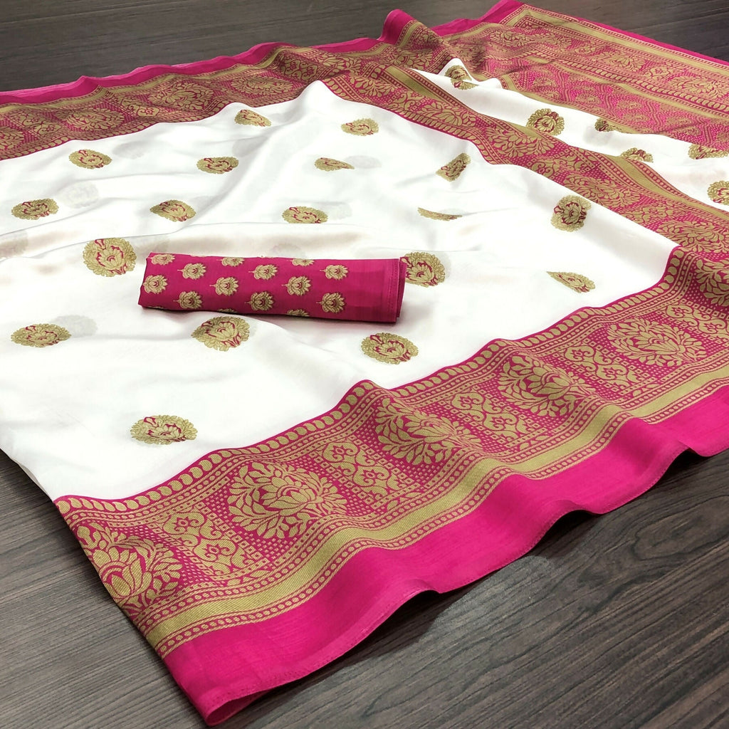 Vamika Pink Printed Art Silk Saree