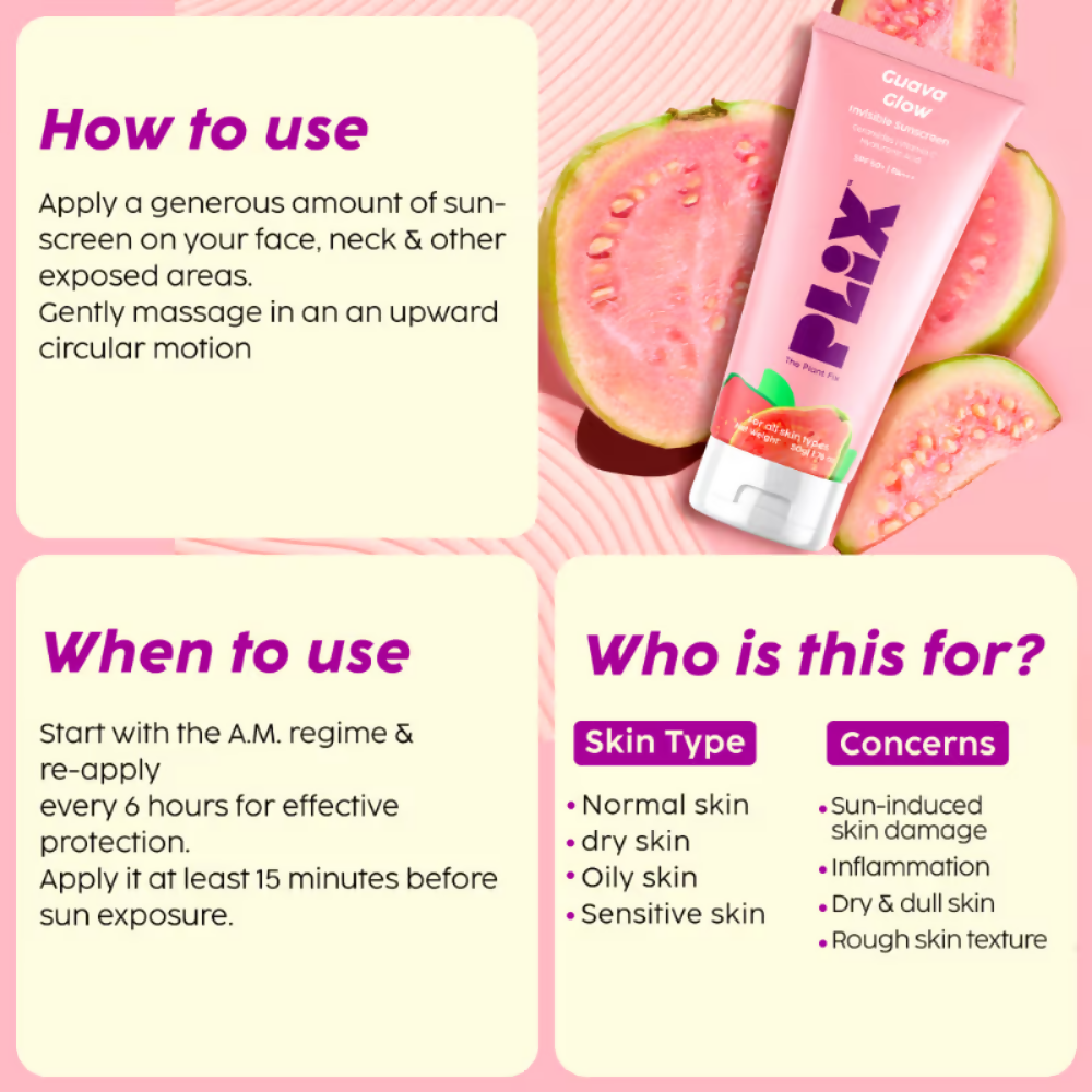 PLIX The Plant Fix Guava Glow Regime With Cleanser With 10% Vitamin C Serum & Invisible Sunscreen