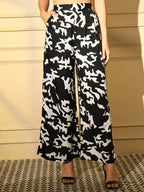 Black Crepe Digital Printed Top With Matching Trouser - Shivani