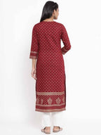 Yufta Maroon Printed Kurta