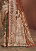 Sangam Prints Dark Brown Silk Woven Work Traditional Saree
