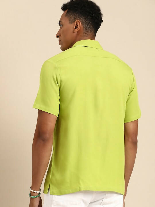 Green Men Rayon Comfort Opaque Casual Shirt - Mahotsav
