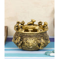 eCraftIndia Gold-Toned Handcrafted Brass Auspicious Nandi Kalash for Religious Offerings