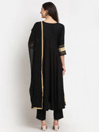 Rudra Bazaar Black Anarkali Kurti & Pyjamas With Duppata - Distacart