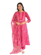 The52 Women's Beautiful Rayon Fabric Printed Work Flared Kurta Pant and Dupatta Set - Distacart