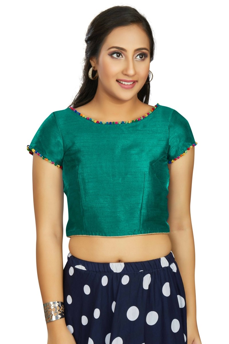Aastha Fashion Women's Sea Green Art Silk Designer Party Wear Readymade Blouse