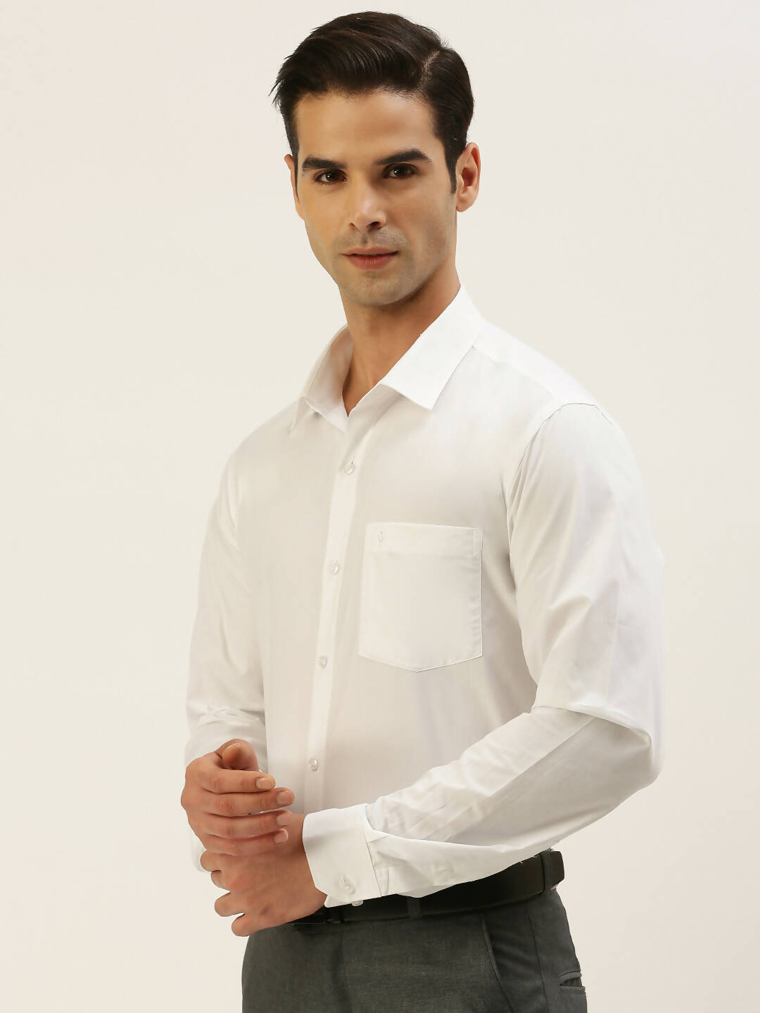 Ramraj Cotton Mens Full Sleeve White Shirt Plus Size - Breeze Cotton