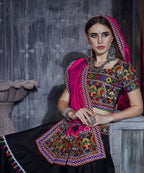 AI Fashion Black Art Silk Designer Navratri Lehenga Choli Collection