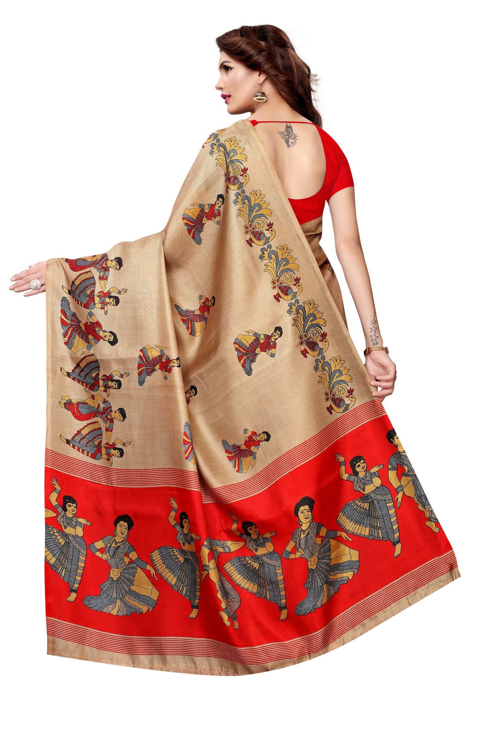 Vamika Chiku Kalamkari With Jhalar Khadi Modern Silk Saree - Distacart