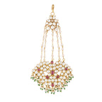 Nuyug 22K Gold-Plated Kundan & Red Stone Studded Jhumar Paasa Head Jewellery - Distacart