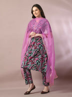 Myshka Women's Multi Printed Cotton Straight Party Kurta Set With Dupatta