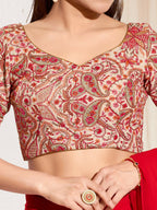 Joban Fashion Off White Cotton Padded Blouse With Sweetheart Neck Elbow Sleeves - Distacart